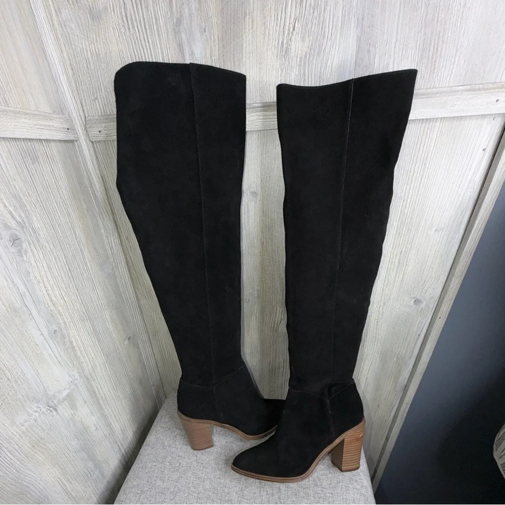 BP Hensley Lea Black Suede Over the Knee Boots Size 8.5
